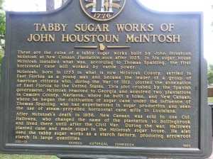 The sign describing the history of Tabby Sugar Works.